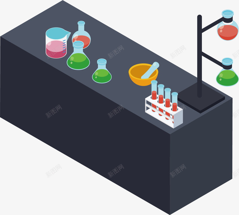 摆满药剂的试验台矢量图ai免抠素材_新图网 https://ixintu.com 创意设计 实验研究 药剂 试验台 黑色 矢量图