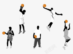 篮球运动员姿势投篮扣蓝运球素材
