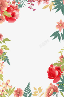 38女王节小清新花朵装饰边框素材