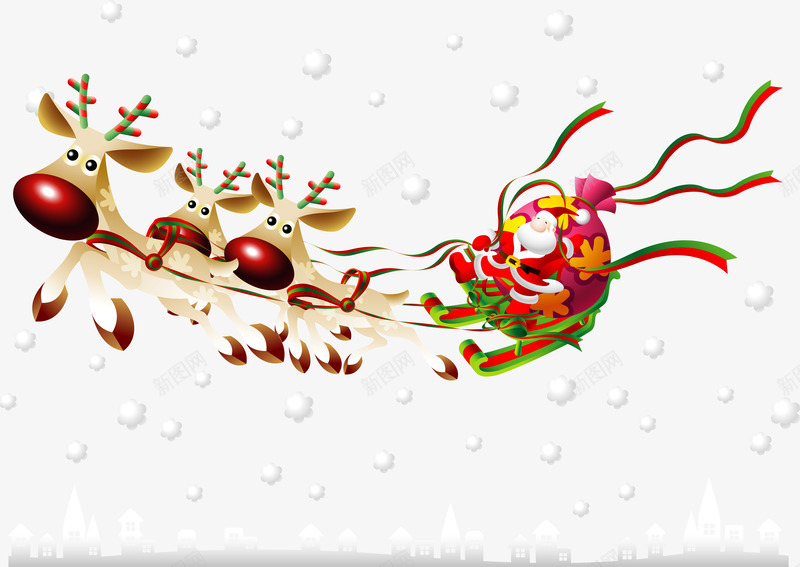 圣诞节时尚装饰矢量图ai免抠素材_新图网 https://ixintu.com 卡通矢量 圣诞老人 圣诞节矢量元素 蝴蝶结 铃铛 麋鹿 矢量图