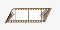 电影胶卷背景手绘棕色电影胶卷边框高清图片