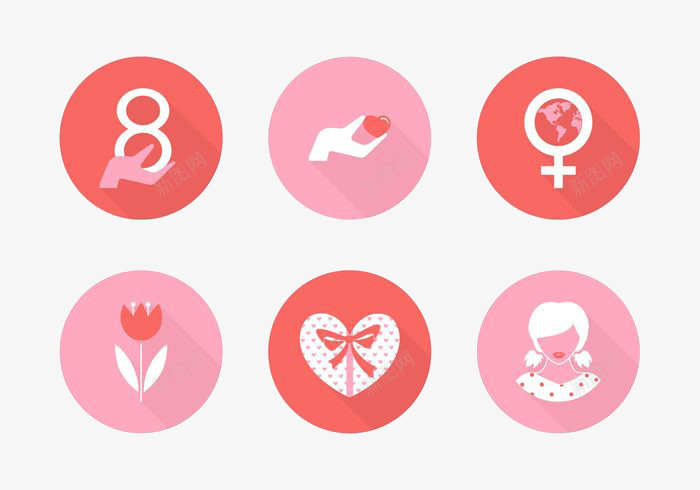 妇女节女士用品合集图标png_新图网 https://ixintu.com 圆形图标 女士 女士用品 妇女节 简约 粉红色
