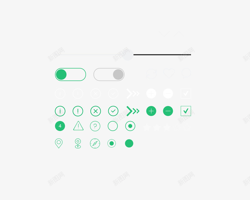 一组网页常用按钮png免抠素材_新图网 https://ixintu.com 开关 按钮 绿色 网页