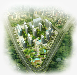智慧社区唯美的绿色现代城市高清图片