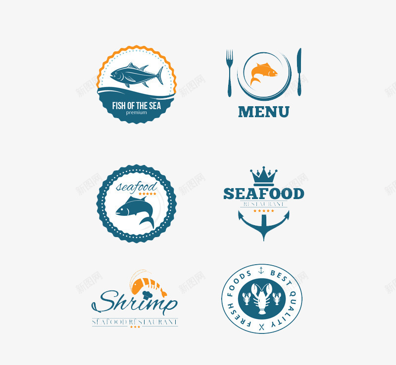 海鲜食品标签矢量图ai免抠素材_新图网 https://ixintu.com 标签 海鲜 食品 矢量图