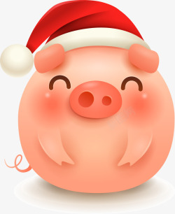 圣诞猪C4D戴圣诞帽圆滚滚的猪形象装矢量图高清图片