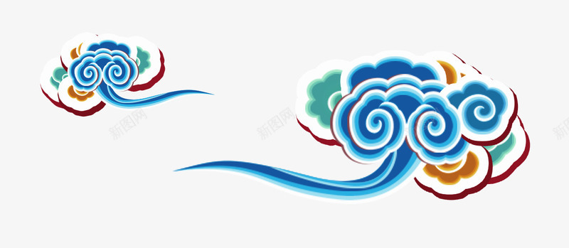 蓝色中国风海浪装饰图案png免抠素材_新图网 https://ixintu.com 中国风 免抠PNG 海浪 蓝色 装饰图案