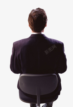 黑色转椅穿黑色西装端坐在转椅上的男性背高清图片
