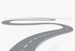 弯曲的道路灰色手绘柏油公路高清图片