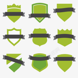 9款绿色盾牌标签素材