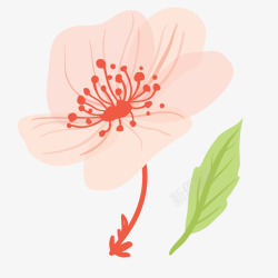 粉色小草创意手绘花草花朵矢量图高清图片