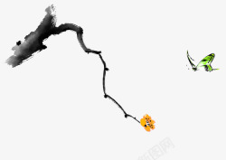 黄色腊梅黄色梅花手绘高清图片