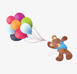 卡通清新气球小熊装饰图案素材