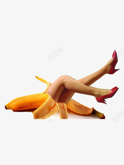 创意海报香蕉女人png免抠素材_新图网 https://ixintu.com 性感 水果 高跟鞋