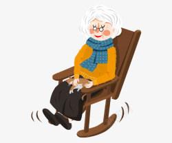 手绘在椅子上休息的人手绘坐着椅子的老人高清图片
