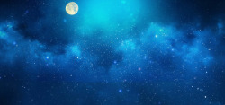蓝色月亮图片蓝色星空背景高清图片