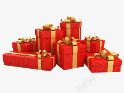 圣诞礼物礼包一堆红色礼物高清图片