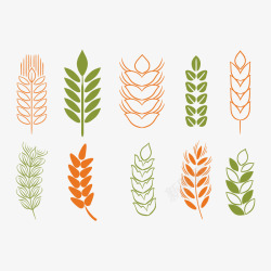麦子花纹手绘线性麦穗图标矢量图高清图片
