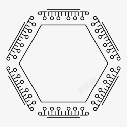 小圆齿形六边形框素材