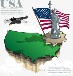 卡通美国地图素材