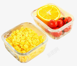 冷藏盒玻璃盒里的食材高清图片