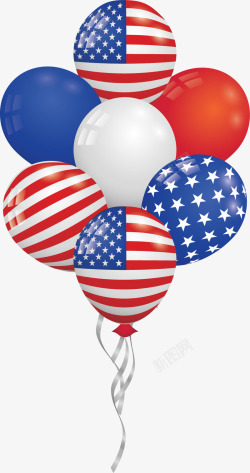 美国74独立日美国独立日气球束矢量图高清图片