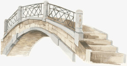 手绘拱桥宝塔手绘风石拱桥写生矢量图高清图片
