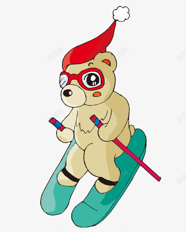 通手绘滑雪的小熊png免抠素材_新图网 https://ixintu.com 卡通动物 卡通手绘滑雪的小熊 帽子 手绘小熊 棕熊 滑板 滑雪的小熊