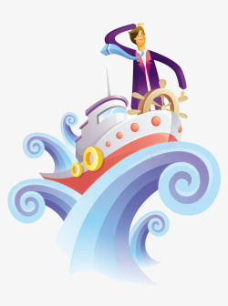 创意船瞄上的铃铛创意插画海浪上的船高清图片