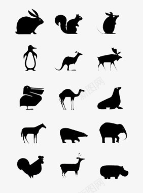 骑大象动物剪影图标图标