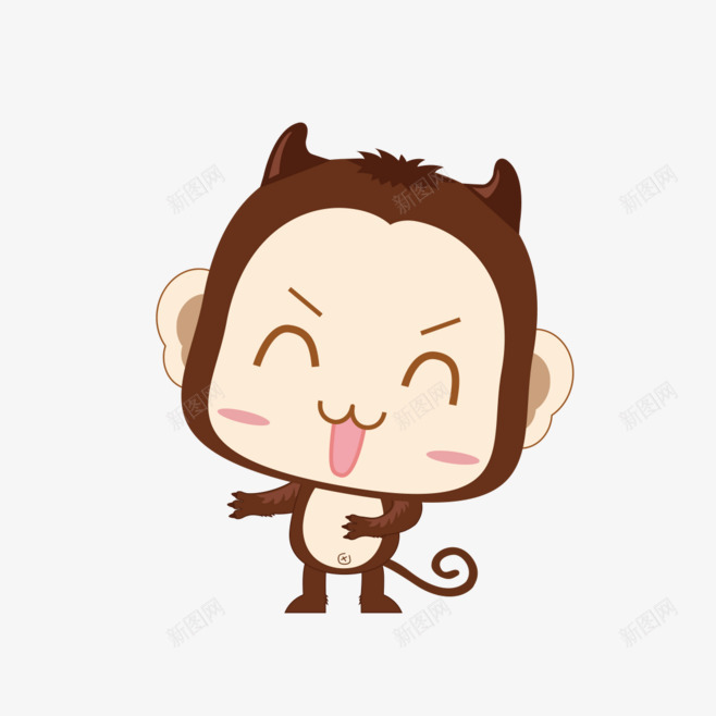 透明可爱小猴子png免抠素材_新图网 https://ixintu.com 可爱 水彩 猴子 透明