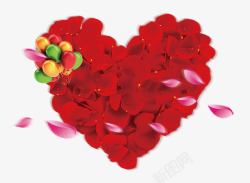 七夕节气球红色玫瑰花心形高清图片