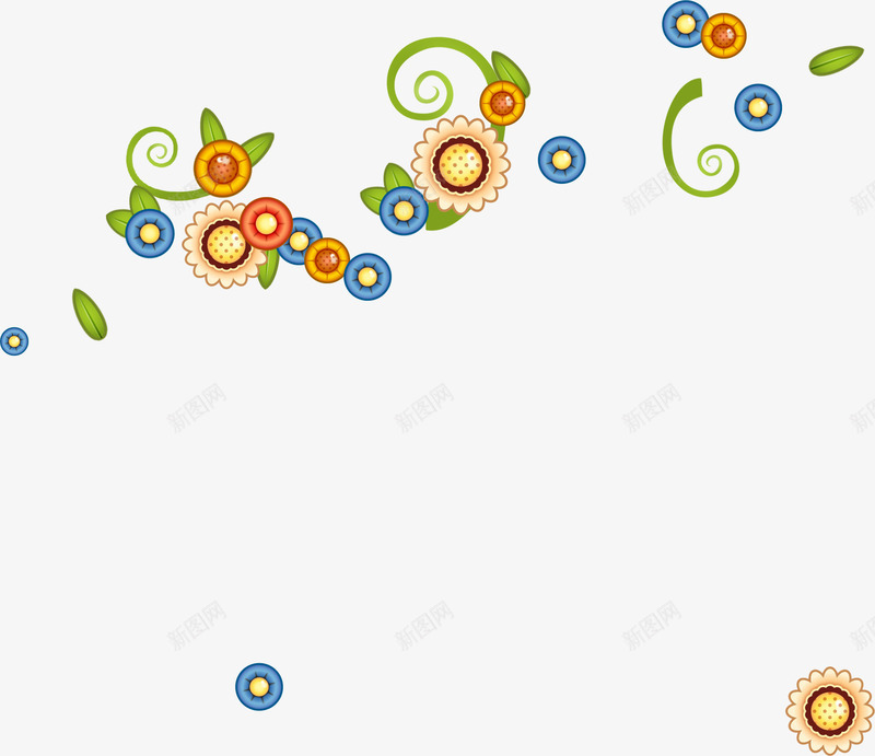卡通花草装饰元素png免抠素材_新图网 https://ixintu.com 元素 卡通 花草 装饰