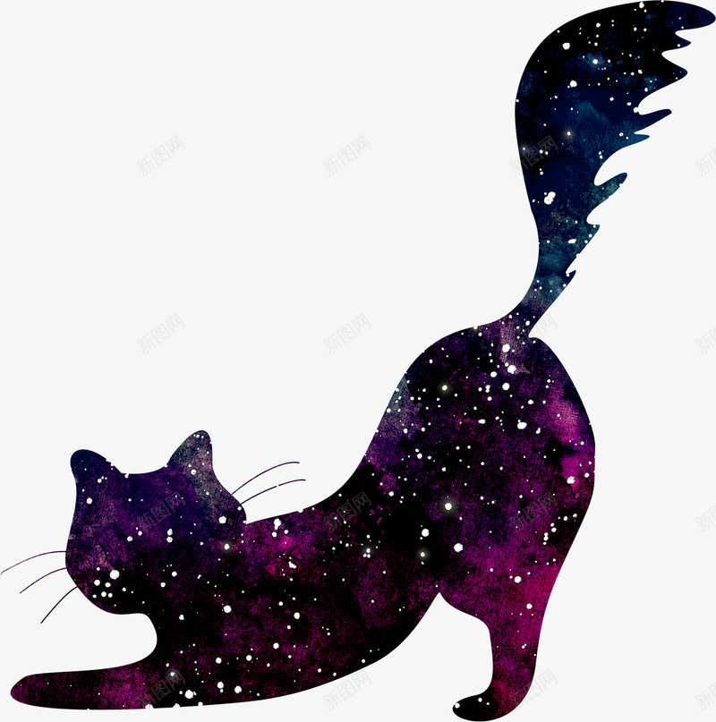 彩色星光趴着的猫咪png免抠素材_新图网 https://ixintu.com 免抠图 动物 效果图 星光 猫咪 装饰图 装饰画