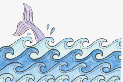 手绘入水的紫色小鱼素材