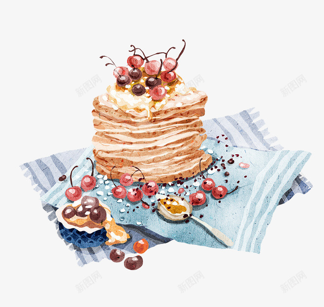 美食png免抠素材_新图网 https://ixintu.com 小清新 手绘 桌布 甜品 蛋糕