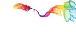 羽毛画笔图片彩色透明丝带高清图片