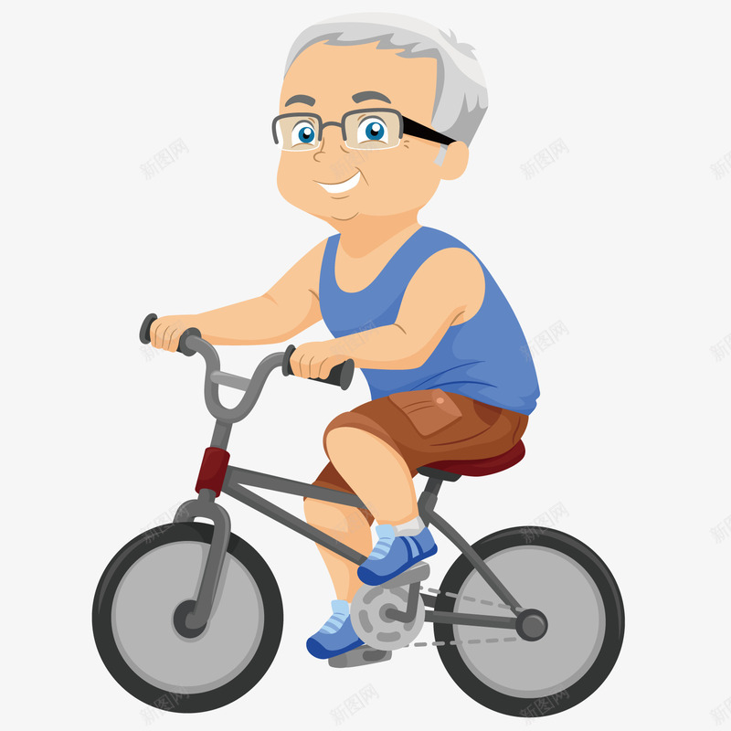 骑自行车的的老人矢量图ai免抠素材_新图网 https://ixintu.com 健身 矢量图 老人 老当益壮 运动老人 骑行车