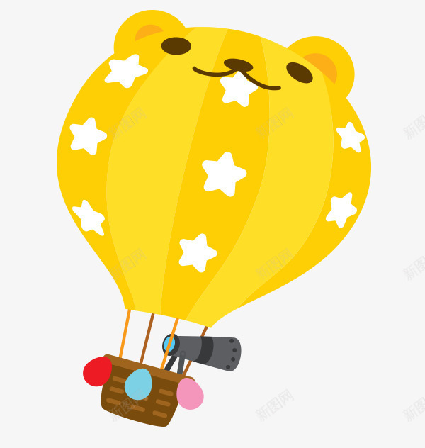卡通黄色小熊热气球png免抠素材_新图网 https://ixintu.com 卡通热气球 可爱热气球 小熊热气球 黄色热气球