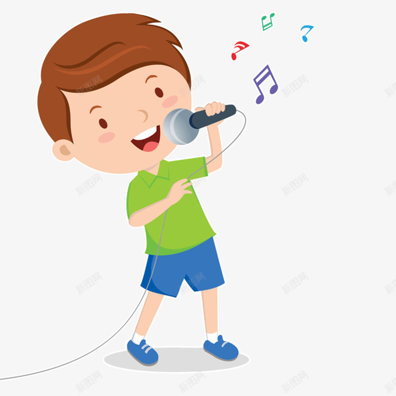 卡通男孩唱歌png免抠素材_新图网 https://ixintu.com 儿童节 卡通 唱歌 唱歌图 孩子唱歌 小朋友音乐 比赛 演唱 男孩 节目 表演 话筒 音乐 音符