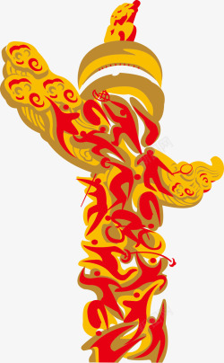 鍒涙剰骞抽溃鍗墖中国传统金黄柱子华表矢量图高清图片