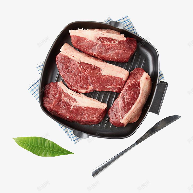 生鲜牛肉png免抠素材_新图网 https://ixintu.com 牛腱肉 盘子 肉类 食物 黑色