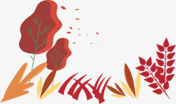 手绘秋季风景插画装饰图案矢量图素材
