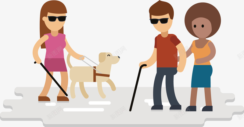 盲人png免抠素材_新图网 https://ixintu.com T恤 公益 墨镜 小狗 帮助 手绘 拐杖 热心