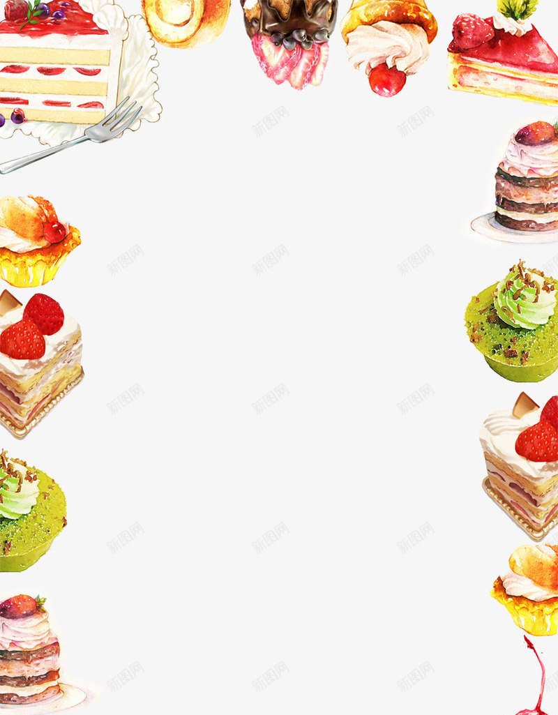 卡通精品私房蛋糕边框png免抠素材_新图网 https://ixintu.com 卡通甜点 水彩手绘 私房蛋糕 精品蛋糕 草莓蛋糕 蛋糕手绘 蛋糕边框