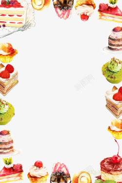 精品蛋糕粉卡通精品私房蛋糕边框高清图片