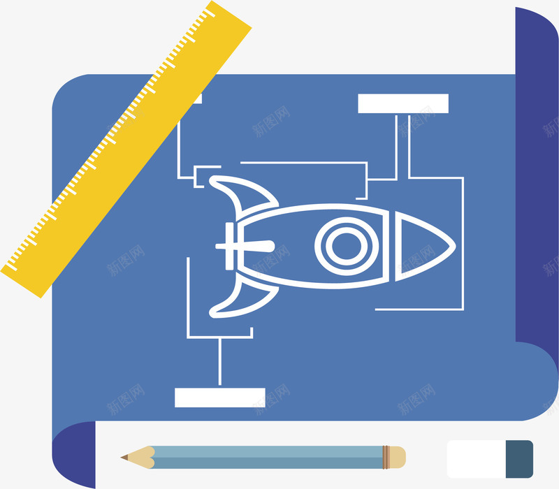 太空火箭png免抠素材_新图网 https://ixintu.com 火箭设计 直尺 矢量素材 设计图纸 飞行器设计