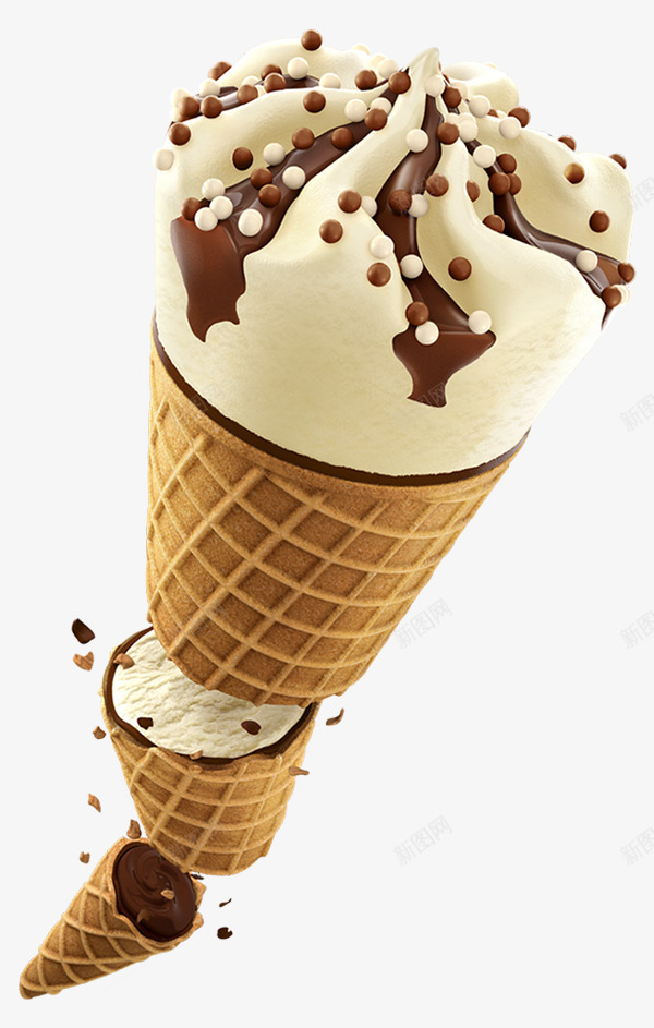 冰淇淋甜筒png免抠素材_新图网 https://ixintu.com 冰淇淋 巧克力冰淇淋 甜点 甜筒 零食 食品
