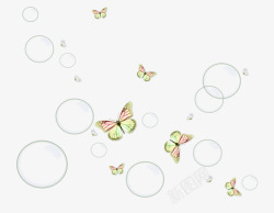 水彩蝴蝶透明气泡素材