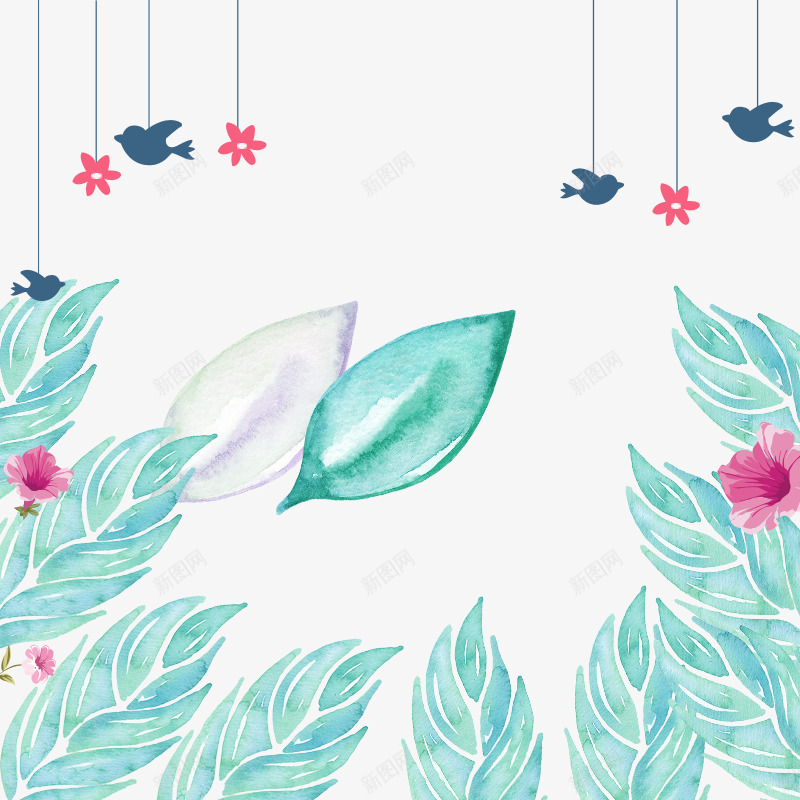 创意唯美水彩绿叶矩形主图背景psd免抠素材_新图网 https://ixintu.com 免抠图 创意 卡通 小清新 手绘卡通 无 无背景 植物 植物边框 绿色植物 设计 透明